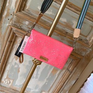 NWT Consuela Uptown Crossbody Shine Pink Glitter Crossbody Bag